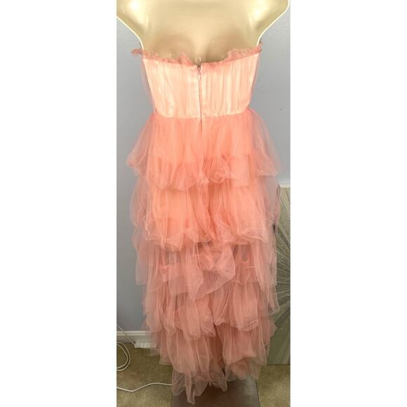 Lovers and Friends Bobbit Tulle Tiered Strapless Blush Pink Maxi Gown Size XXS - Picture 6 of 10